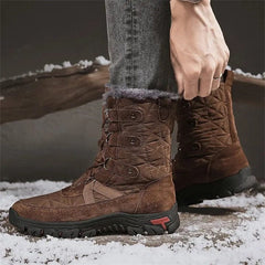 HOT SALE-Men's Genuine Leather Comfortable Snow Boots Warm Boots Combat Boots
