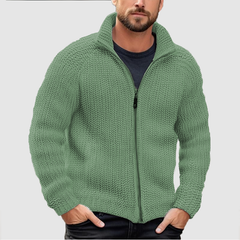 CLEARANCE SALE Men's Cardigan Solid Zipper Turtleneck Thick Knit Woolen Sweater Coat