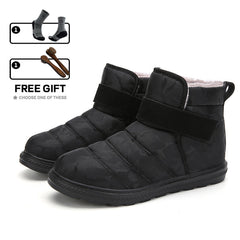 (Limited Time 70% Discount Event) Men's 2024 Winter New Warm Waterproof Non-Slip Puncture-Resistant Velcro Slip-On Snow Boots Ankle Support Orthopedic Wide Toe Arch Support Cotton Shoes