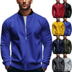 Men's Casual Lapel Zipper Baseball Jacket